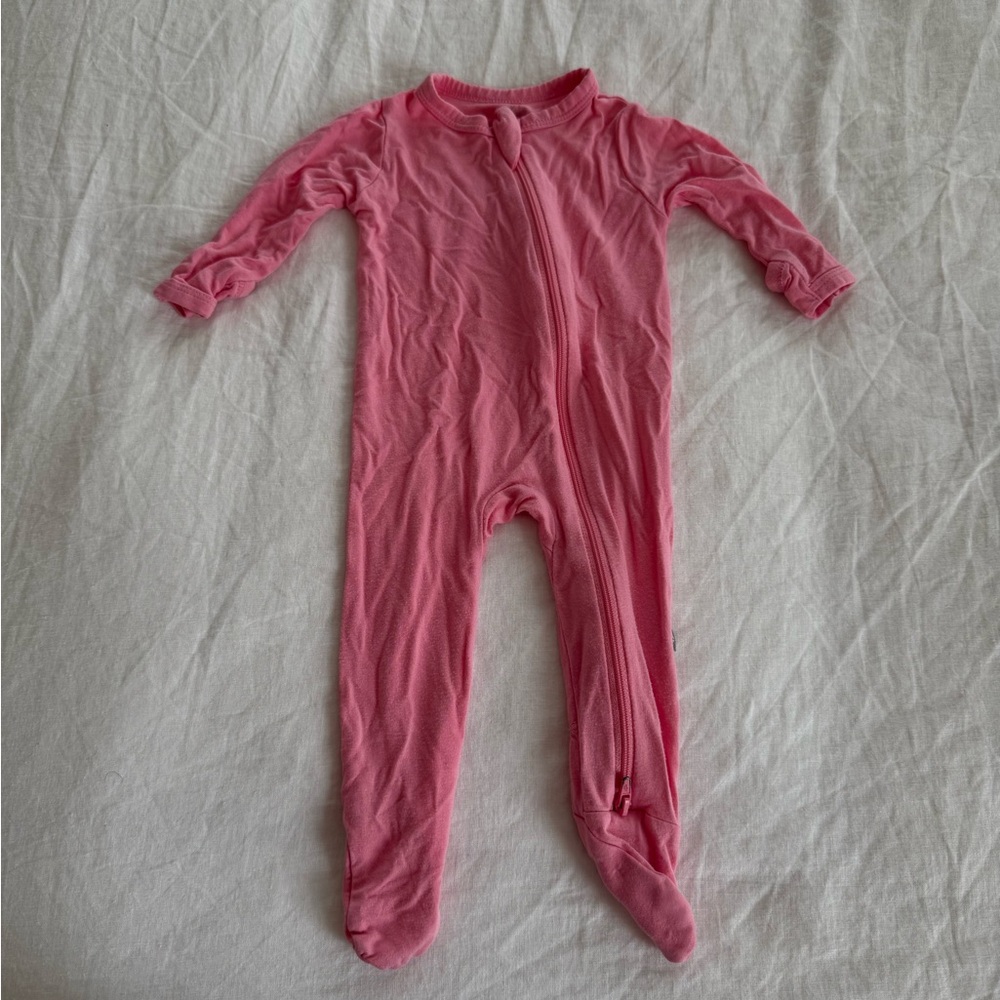 Kyte BABY Pink Footies Bamboo Onesie in color Guava